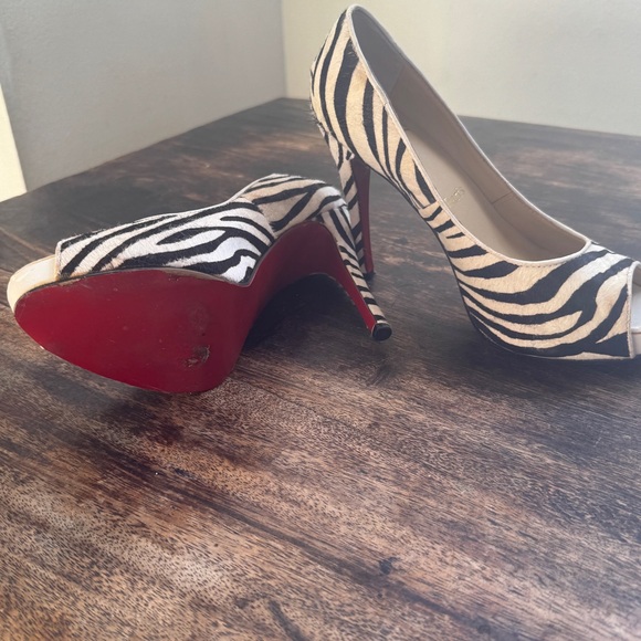 Christian Louboutin Shoes - Louboutin Peep toe Heels Zebra print size 38